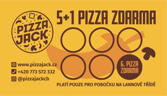 Věrnostní kartička Pizza Jack – 5+1 pizza zdarma